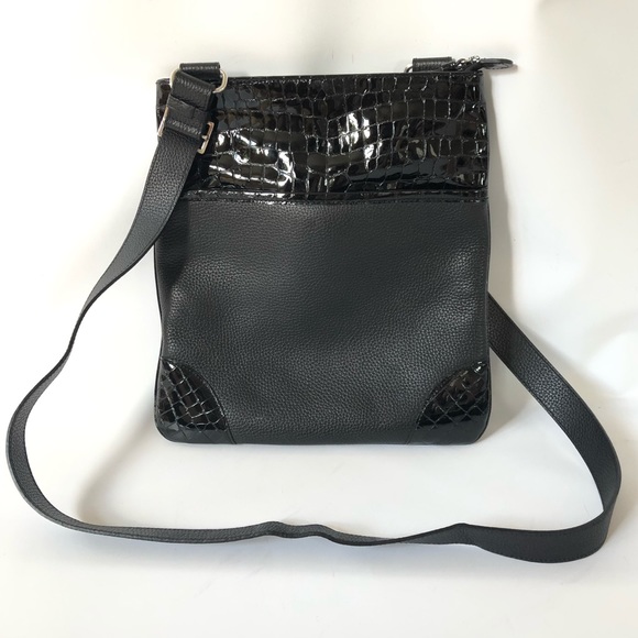 Brighton Handbags - Brighton Leather Messenger Bag Black Crossbody